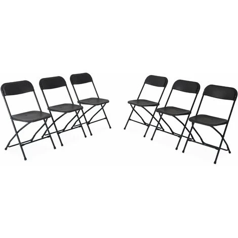 Chaises De Réception Pliantes – Fiesta – 6 Chaises D'appoint En Plastique Gris Foncé Et Métal 3 Chaises De Réception Pliantes – Fiesta – 6 Chaises D'appoint En Plastique Gris Foncé Et Métal