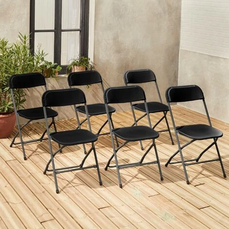 Chaises De Réception Pliantes – Fiesta – 6 Chaises D'appoint En Plastique Gris Foncé Et Métal 4 Chaises De Réception Pliantes – Fiesta – 6 Chaises D'appoint En Plastique Gris Foncé Et Métal – Image 2