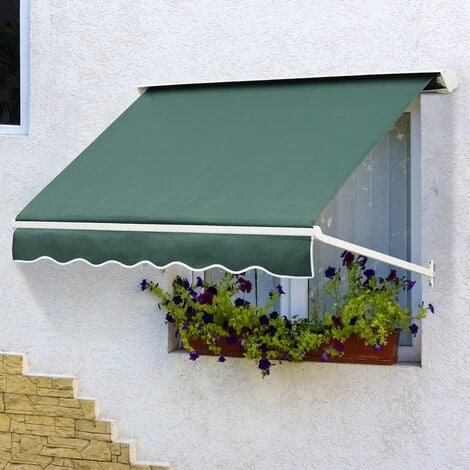 OUTSUNNY Store Banne Manuel Inclinaison Réglable Aluminium Polyester Imperméabilisé 70L X 180l Cm Vert 4 OUTSUNNY Store Banne Manuel Inclinaison Réglable Aluminium Polyester Imperméabilisé 70L X 180l Cm Vert – Image 2