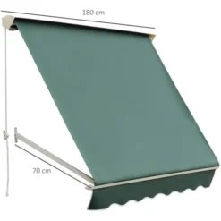 OUTSUNNY Store Banne Manuel Inclinaison Réglable Aluminium Polyester Imperméabilisé 70L X 180l Cm Vert 9 OUTSUNNY Store Banne Manuel Inclinaison Réglable Aluminium Polyester Imperméabilisé 70L X 180l Cm Vert -Promos Verde Rêverie Boutique 6812079 3