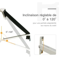 OUTSUNNY Store Banne Manuel Inclinaison Réglable Aluminium Polyester Imperméabilisé 70L X 180l Cm Vert 11 OUTSUNNY Store Banne Manuel Inclinaison Réglable Aluminium Polyester Imperméabilisé 70L X 180l Cm Vert -Promos Verde Rêverie Boutique 6812079 5
