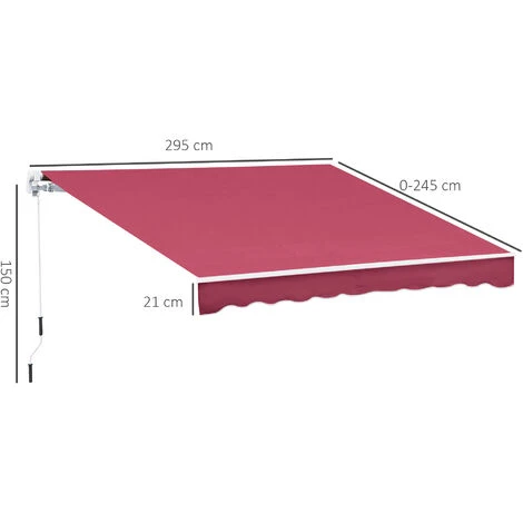 OUTSUNNY Store Banne Manuel Rétractable Aluminium Polyester Imperméabilisé 3L X 2,5l M Rouge Bordeaux 5 OUTSUNNY Store Banne Manuel Rétractable Aluminium Polyester Imperméabilisé 3L X 2,5l M Rouge Bordeaux – Image 3