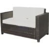 OUTSUNNY Canapé De Jardin 2 Places Canapé Droit 4 Coussins Déhoussables 130L X 70l X 80H Cm Résine Tressée Chocolat -Promos Verde Rêverie Boutique 6812200 1