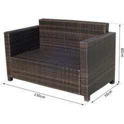 OUTSUNNY Canapé De Jardin 2 Places Canapé Droit 4 Coussins Déhoussables 130L X 70l X 80H Cm Résine Tressée Chocolat -Promos Verde Rêverie Boutique 6812200 3