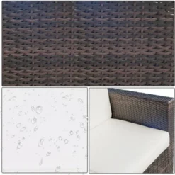 OUTSUNNY Canapé De Jardin 2 Places Canapé Droit 4 Coussins Déhoussables 130L X 70l X 80H Cm Résine Tressée Chocolat -Promos Verde Rêverie Boutique 6812200 4