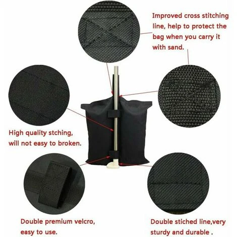 Sac De Lestage Robuste De Qualité Industrielle Avec Coutures Doubles Pour Auvent De Tente Dépliable Noir 4 Sac De Lestage Robuste De Qualité Industrielle Avec Coutures Doubles Pour Auvent De Tente Dépliable Noir – Image 2