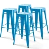 Lot De 4 Tabourets De Bar En Acier Bleu Brillant 1 Lot De 4 Tabourets De Bar En Acier Bleu Brillant -Promos Verde Rêverie Boutique 6933985 1
