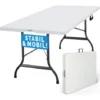 CASARIA® Table De Camping Pliante En Plastique 183x76x74cm Table De Jardin Pique Nique 8 Personnes Intérieur Extérieur
