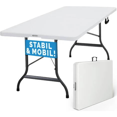 CASARIA® Table De Camping Pliante En Plastique 183x76x74cm Table De Jardin Pique Nique 8 Personnes Intérieur Extérieur 3 CASARIA® Table De Camping Pliante En Plastique 183x76x74cm Table De Jardin Pique Nique 8 Personnes Intérieur Extérieur
