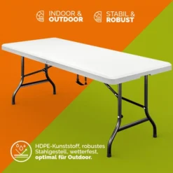 CASARIA® Table De Camping Pliante En Plastique 183x76x74cm Table De Jardin Pique Nique 8 Personnes Intérieur Extérieur 9 CASARIA® Table De Camping Pliante En Plastique 183x76x74cm Table De Jardin Pique Nique 8 Personnes Intérieur Extérieur -Promos Verde Rêverie Boutique 70398747 3