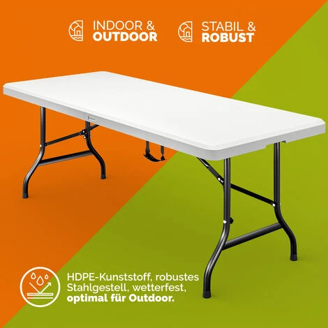 CASARIA® Table De Camping Pliante En Plastique 183x76x74cm Table De Jardin Pique Nique 8 Personnes Intérieur Extérieur 5 CASARIA® Table De Camping Pliante En Plastique 183x76x74cm Table De Jardin Pique Nique 8 Personnes Intérieur Extérieur – Image 3