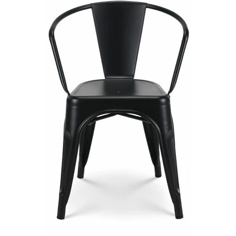 KOSMI - Lot De 4 Chaises En Métal Noir Mat Style Industriel - Avec Accoudoirs 5 KOSMI - Lot De 4 Chaises En Métal Noir Mat Style Industriel - Avec Accoudoirs – Image 3