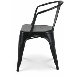 KOSMI - Lot De 4 Chaises En Métal Noir Mat Style Industriel - Avec Accoudoirs 11 KOSMI - Lot De 4 Chaises En Métal Noir Mat Style Industriel - Avec Accoudoirs -Promos Verde Rêverie Boutique 71327660 5