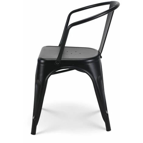 KOSMI - Lot De 4 Chaises En Métal Noir Mat Style Industriel - Avec Accoudoirs 7 KOSMI - Lot De 4 Chaises En Métal Noir Mat Style Industriel - Avec Accoudoirs – Image 5