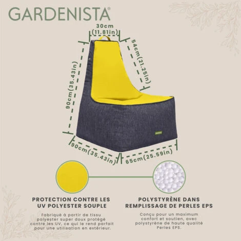 Gardenista Pouf Géant D'extérieur à Dossier Haut Pour Adultes, Détente, Prêt à Se Prélasser, Jeux Résistant Aux Intempéries, Sacs De Siège De Jardin Pour Piscine, Aspen Gold 4 Gardenista Pouf Géant D'extérieur à Dossier Haut Pour Adultes, Détente, Prêt à Se Prélasser, Jeux Résistant Aux Intempéries, Sacs De Siège De Jardin Pour Piscine, Aspen Gold – Image 2