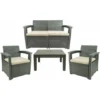 Set Salon D’extérieur - Salon De Jardin Pour 4 Personnes - 2 Fauteuils, 1 Canapé Et 1 Table - Avec Coussins - Gris -Promos Verde Rêverie Boutique 72492606 1
