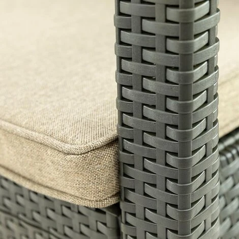 Set Salon D’extérieur - Salon De Jardin Pour 4 Personnes - 2 Fauteuils, 1 Canapé Et 1 Table - Avec Coussins - Gris 6 Set Salon D’extérieur - Salon De Jardin Pour 4 Personnes - 2 Fauteuils, 1 Canapé Et 1 Table - Avec Coussins - Gris – Image 4