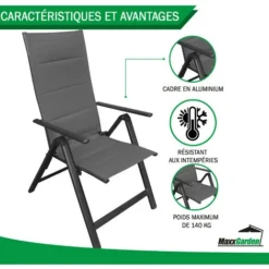 Chaise De Jardin Exterieur - Chaise De Camping - Pliante - 7 Positions - Noir - MaxxGarden 11 Chaise De Jardin Exterieur - Chaise De Camping - Pliante - 7 Positions - Noir - MaxxGarden -Promos Verde Rêverie Boutique 72492620 5