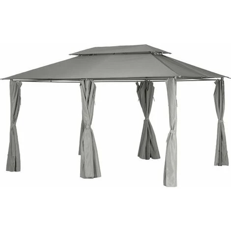Pavillon De Jardin 3x4m - Pavillon Pergola En Métal Avec Auvents Latéraux - Gris - MaxxGarden 3 Pavillon De Jardin 3x4m - Pavillon Pergola En Métal Avec Auvents Latéraux - Gris - MaxxGarden
