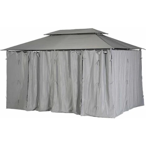 Pavillon De Jardin 3x4m - Pavillon Pergola En Métal Avec Auvents Latéraux - Gris - MaxxGarden 4 Pavillon De Jardin 3x4m - Pavillon Pergola En Métal Avec Auvents Latéraux - Gris - MaxxGarden – Image 2