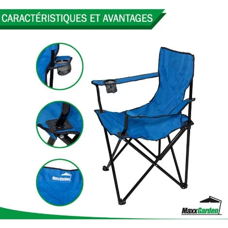 Chaise De Camping Pliante - Jusqu'à 100 Kg - Chaise De Pêche - Bleu - MaxxGarden 4 Chaise De Camping Pliante - Jusqu'à 100 Kg - Chaise De Pêche - Bleu - MaxxGarden – Image 2