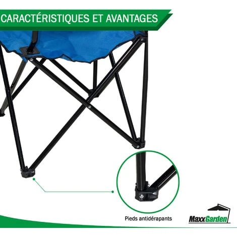 Chaise De Camping Pliante - Jusqu'à 100 Kg - Chaise De Pêche - Bleu - MaxxGarden 5 Chaise De Camping Pliante - Jusqu'à 100 Kg - Chaise De Pêche - Bleu - MaxxGarden – Image 3