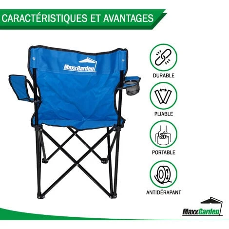 Chaise De Camping Pliante - Jusqu'à 100 Kg - Chaise De Pêche - Bleu - MaxxGarden 6 Chaise De Camping Pliante - Jusqu'à 100 Kg - Chaise De Pêche - Bleu - MaxxGarden – Image 4