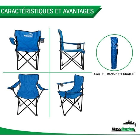 Chaise De Camping Pliante - Jusqu'à 100 Kg - Chaise De Pêche - Bleu - MaxxGarden 7 Chaise De Camping Pliante - Jusqu'à 100 Kg - Chaise De Pêche - Bleu - MaxxGarden – Image 5