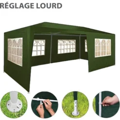 Tente De Réception 3x6m - 18m² - Protection UV - Tonnelle De Jardin Avec Panneaux Latéraux - Fenêtres Hydrofuges - Vert - MaxxGarden 10 Tente De Réception 3x6m - 18m² - Protection UV - Tonnelle De Jardin Avec Panneaux Latéraux - Fenêtres Hydrofuges - Vert - MaxxGarden -Promos Verde Rêverie Boutique 72492883 4