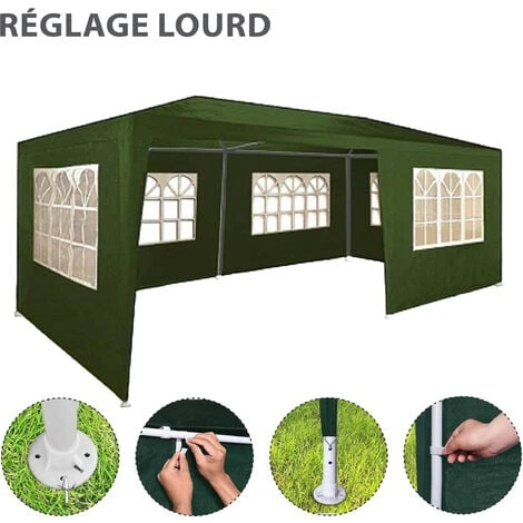 Tente De Réception 3x6m - 18m² - Protection UV - Tonnelle De Jardin Avec Panneaux Latéraux - Fenêtres Hydrofuges - Vert - MaxxGarden 6 Tente De Réception 3x6m - 18m² - Protection UV - Tonnelle De Jardin Avec Panneaux Latéraux - Fenêtres Hydrofuges - Vert - MaxxGarden – Image 4