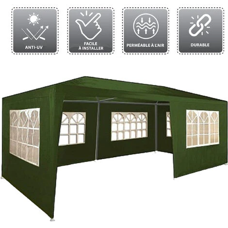 Tente De Réception 3x6m - 18m² - Protection UV - Tonnelle De Jardin Avec Panneaux Latéraux - Fenêtres Hydrofuges - Vert - MaxxGarden 7 Tente De Réception 3x6m - 18m² - Protection UV - Tonnelle De Jardin Avec Panneaux Latéraux - Fenêtres Hydrofuges - Vert - MaxxGarden – Image 5