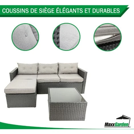 Canapé De Jardin 4 Places Avec Coussins, Table De Jardin, Mobilier De Jardin, MaxxGarden 4 Canapé De Jardin 4 Places Avec Coussins, Table De Jardin, Mobilier De Jardin, MaxxGarden – Image 2