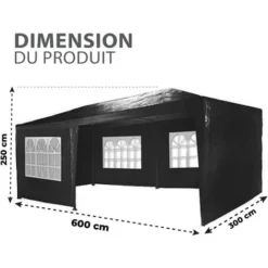 Tente De Réception 3x6m - 18m² - Protection UV - Tonnelle De Jardin Avec Panneaux Latéraux - Fenêtres Hydrofuges - Noir - MaxxGarden -Promos Verde Rêverie Boutique 72492933 2