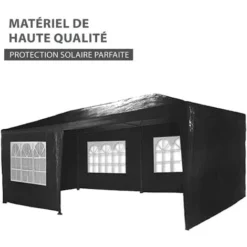 Tente De Réception 3x6m - 18m² - Protection UV - Tonnelle De Jardin Avec Panneaux Latéraux - Fenêtres Hydrofuges - Noir - MaxxGarden -Promos Verde Rêverie Boutique 72492933 3