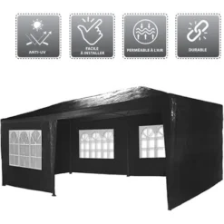 Tente De Réception 3x6m - 18m² - Protection UV - Tonnelle De Jardin Avec Panneaux Latéraux - Fenêtres Hydrofuges - Noir - MaxxGarden -Promos Verde Rêverie Boutique 72492933 5
