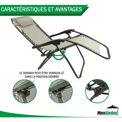 Lot De 2 Fauteuils Relax - Textilène, Pliables, Multi-positions - Gris - MaxxGarden 4 Lot De 2 Fauteuils Relax - Textilène, Pliables, Multi-positions - Gris - MaxxGarden – Image 2