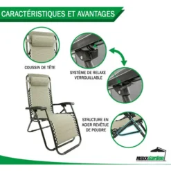 Lot De 2 Fauteuils Relax - Textilène, Pliables, Multi-positions - Gris - MaxxGarden 9 Lot De 2 Fauteuils Relax - Textilène, Pliables, Multi-positions - Gris - MaxxGarden -Promos Verde Rêverie Boutique 72492968 3