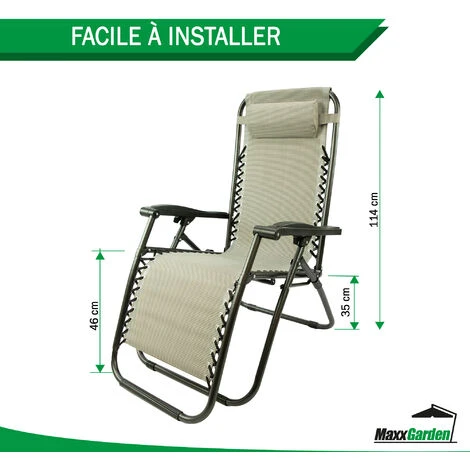 Lot De 2 Fauteuils Relax - Textilène, Pliables, Multi-positions - Gris - MaxxGarden 7 Lot De 2 Fauteuils Relax - Textilène, Pliables, Multi-positions - Gris - MaxxGarden – Image 5