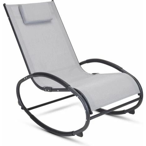 Rocking Chair De Jardin - Fauteuil à Bascule - En Aluminium Et Textilène - Gris - MaxxGarden 3 Rocking Chair De Jardin - Fauteuil à Bascule - En Aluminium Et Textilène - Gris - MaxxGarden