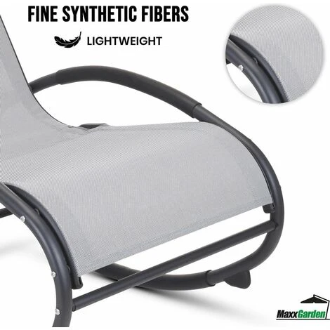 Rocking Chair De Jardin - Fauteuil à Bascule - En Aluminium Et Textilène - Gris - MaxxGarden 4 Rocking Chair De Jardin - Fauteuil à Bascule - En Aluminium Et Textilène - Gris - MaxxGarden – Image 2