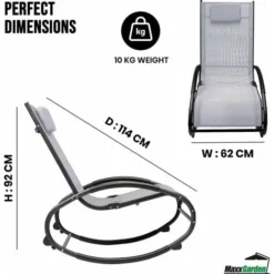 Rocking Chair De Jardin - Fauteuil à Bascule - En Aluminium Et Textilène - Gris - MaxxGarden 10 Rocking Chair De Jardin - Fauteuil à Bascule - En Aluminium Et Textilène - Gris - MaxxGarden -Promos Verde Rêverie Boutique 72492994 4