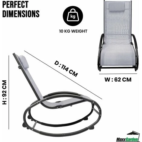 Rocking Chair De Jardin - Fauteuil à Bascule - En Aluminium Et Textilène - Gris - MaxxGarden 6 Rocking Chair De Jardin - Fauteuil à Bascule - En Aluminium Et Textilène - Gris - MaxxGarden – Image 4