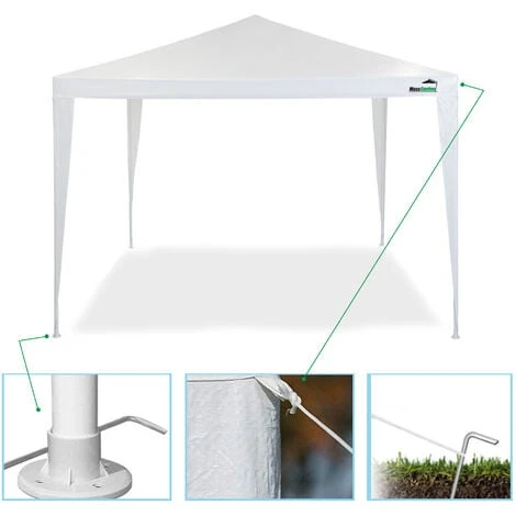Tonnelle De Jardin 3x3m - 9m² - Protection UV 50+ - Structure En Acier - Blanc - MaxxGarden 4 Tonnelle De Jardin 3x3m - 9m² - Protection UV 50+ - Structure En Acier - Blanc - MaxxGarden – Image 2