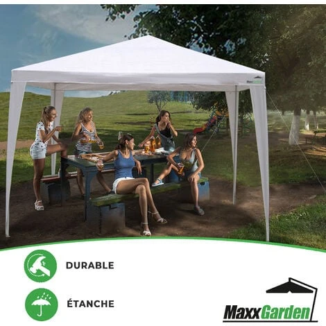 Tonnelle De Jardin 3x3m - 9m² - Protection UV 50+ - Structure En Acier - Blanc - MaxxGarden 6 Tonnelle De Jardin 3x3m - 9m² - Protection UV 50+ - Structure En Acier - Blanc - MaxxGarden – Image 4