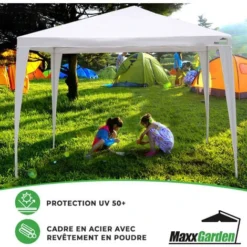 Tonnelle De Jardin 3x3m - 9m² - Protection UV 50+ - Structure En Acier - Blanc - MaxxGarden 11 Tonnelle De Jardin 3x3m - 9m² - Protection UV 50+ - Structure En Acier - Blanc - MaxxGarden -Promos Verde Rêverie Boutique 72493015 5