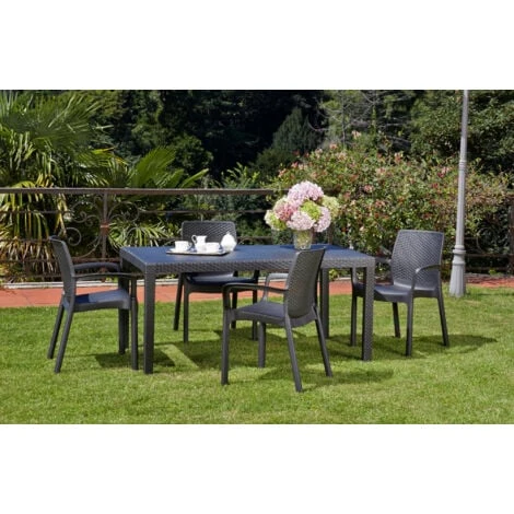 Dmora Chaise D’extérieur Viterbo, Chaise De Jardin, Chaise Pour Table à Manger, Fauteuil D'extérieur Effet Rotin, 100% Made In Italy, Ensemble De 4, Cm 54x60h82, Anthracite 3 Dmora Chaise D’extérieur Viterbo, Chaise De Jardin, Chaise Pour Table à Manger, Fauteuil D'extérieur Effet Rotin, 100% Made In Italy, Ensemble De 4, Cm 54x60h82, Anthracite