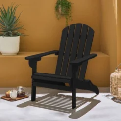 Fauteuil De Jardin En Bois - Adirondack Salamanca Noir- Eucalyptus FSC, Chaise De Terrasse Retro, Siège De Plage Pliable -Promos Verde Rêverie Boutique 72846087 3