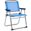 Chaise De Plage Pliante Solenny Avec Dossier Bas Bleu 58x54x81 cm