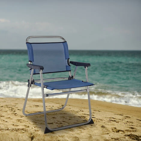 Chaise De Plage Pliante Solenny Avec Dossier Bas Bleu 58x54x81 cm 4 Chaise De Plage Pliante Solenny Avec Dossier Bas Bleu 58x54x81 cm – Image 2