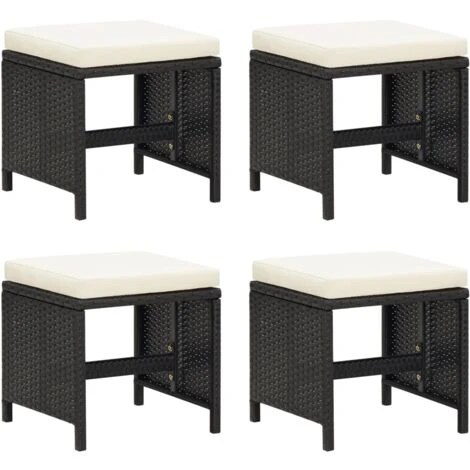 Lot De 4 Tabourets De Jardin | Chaises De Jardin Avec Coussins Résine Tressée Noir 14143 3 Lot De 4 Tabourets De Jardin | Chaises De Jardin Avec Coussins Résine Tressée Noir 14143
